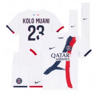 Paris Saint-Germain Randal Kolo Muani #23 Fußballbekleidung Auswärtstrikot Kinder 2024-25 Kurzarm (+ kurze hosen)